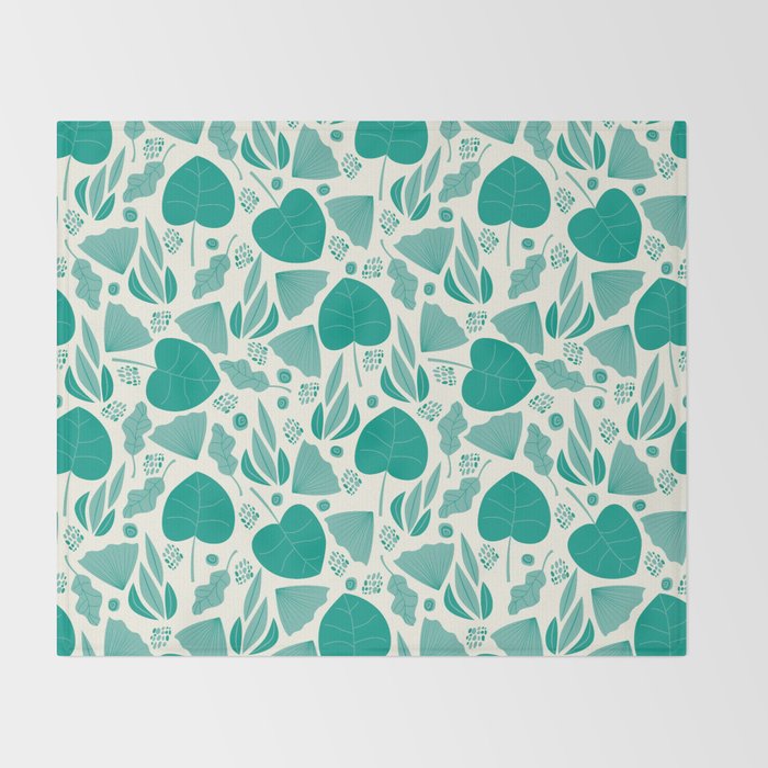 Green leaves pattern Throw Blanket Gallery Image 2