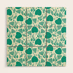 Green leaves pattern Wood Wall Art Gallery Image 1
