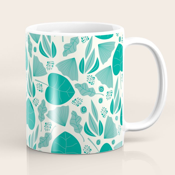 Green leaves pattern Coffee Mug Gallery Image 1