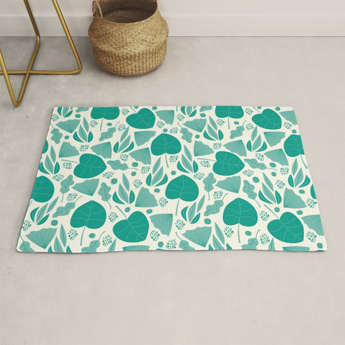 Green leaves pattern Rug Gallery Image 1