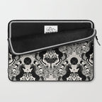 Celestial Unicorn Damask Cream & Black Laptop Sleeve Gallery Image 2