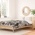Celestial Unicorn Damask Cream & Black Duvet Cover Gallery Image 2