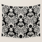Celestial Unicorn Damask Cream & Black Wall Tapestry Gallery Image 4