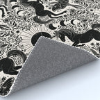 Celestial Unicorn Damask Cream & Black Rug Gallery Image 4