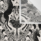 Celestial Unicorn Damask Cream & Black Wall Tapestry Gallery Image 3