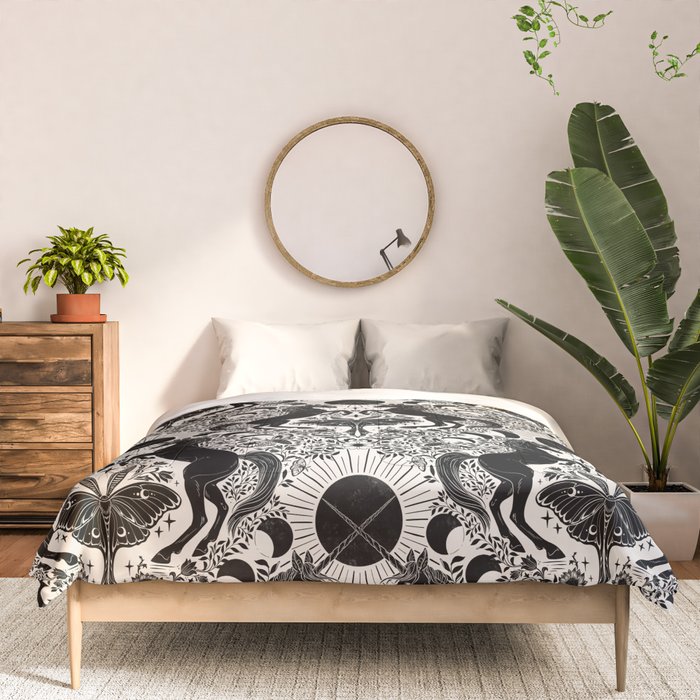 Celestial Unicorn Damask Cream & Black Comforter Gallery Image 3