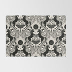 Celestial Unicorn Damask Cream & Black Rug Gallery Image 2