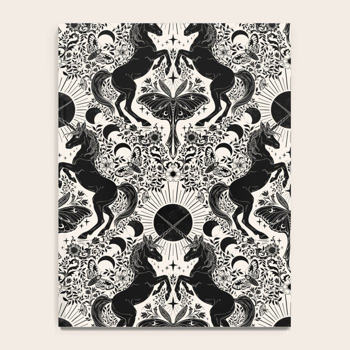 Celestial Unicorn Damask Cream & Black Notebook Gallery Image 4