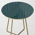Minimal Line Curvature XCII Dark Teal Green Mid Century Modern Arch Abstract Side Table Gallery Image 2