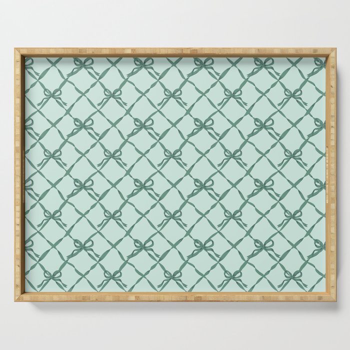 Green Trellis Ribbon Bows Serving Tray Gallery Image 1