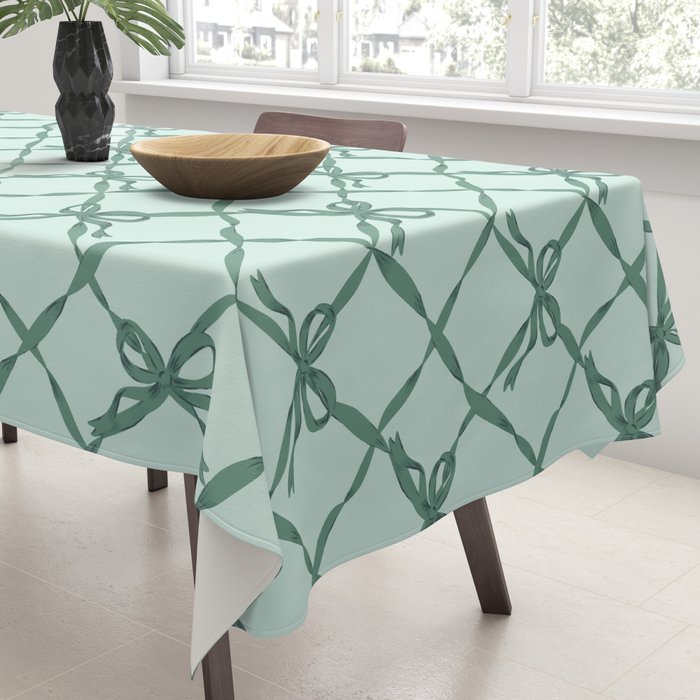Green Trellis Ribbon Bows Tablecloth Gallery Image 3