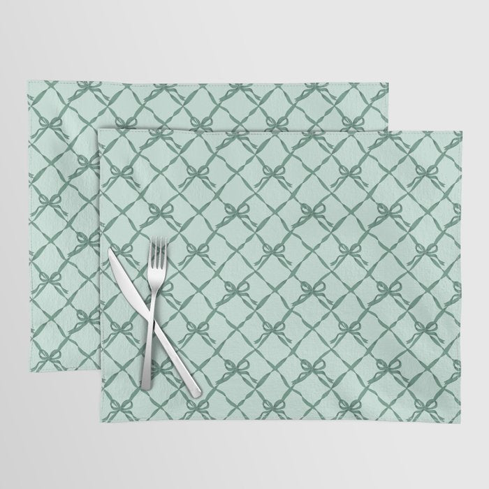 Green Trellis Ribbon Bows Placemat Gallery Image 1