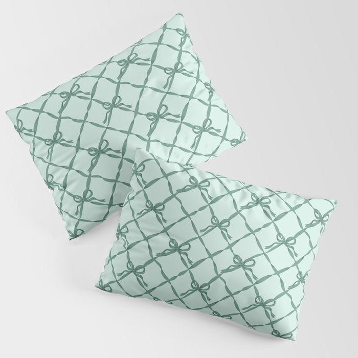 Green Trellis Ribbon Bows Pillow Sham Gallery Image 1
