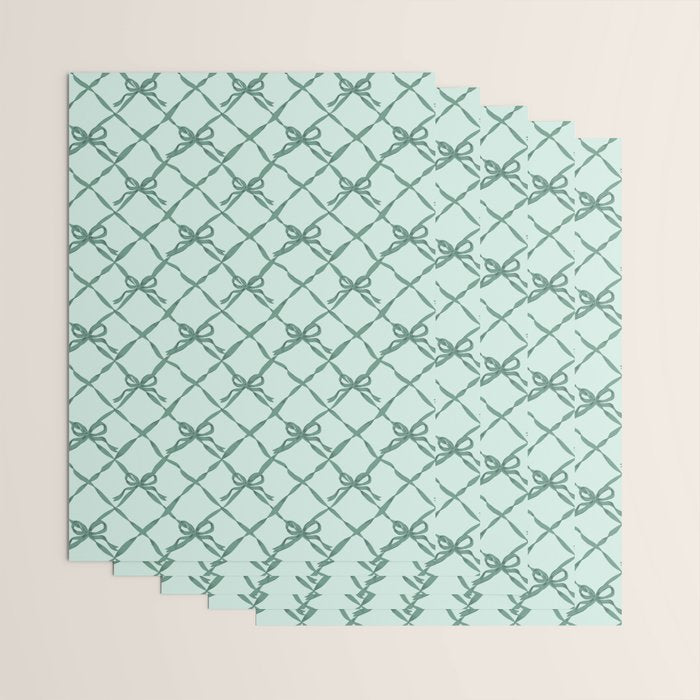 Green Trellis Ribbon Bows Wrapping Paper Gallery Image 3