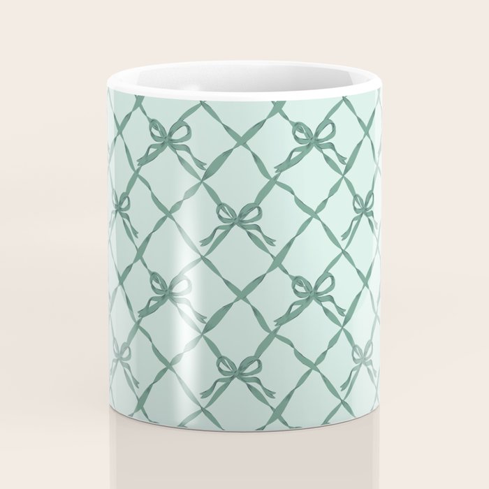 Green Trellis Ribbon Bows Coffee Mug Gallery Image 4