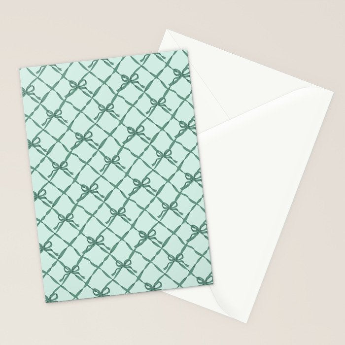 Green Trellis Ribbon Bows Stationery Card Gallery Image 2