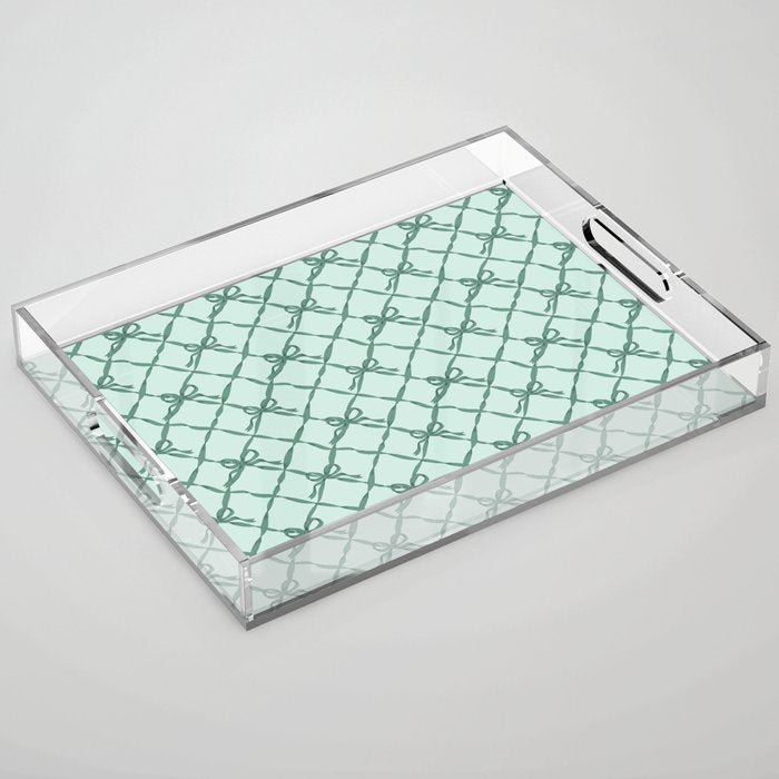 Green Trellis Ribbon Bows Acrylic Tray Gallery Image 1
