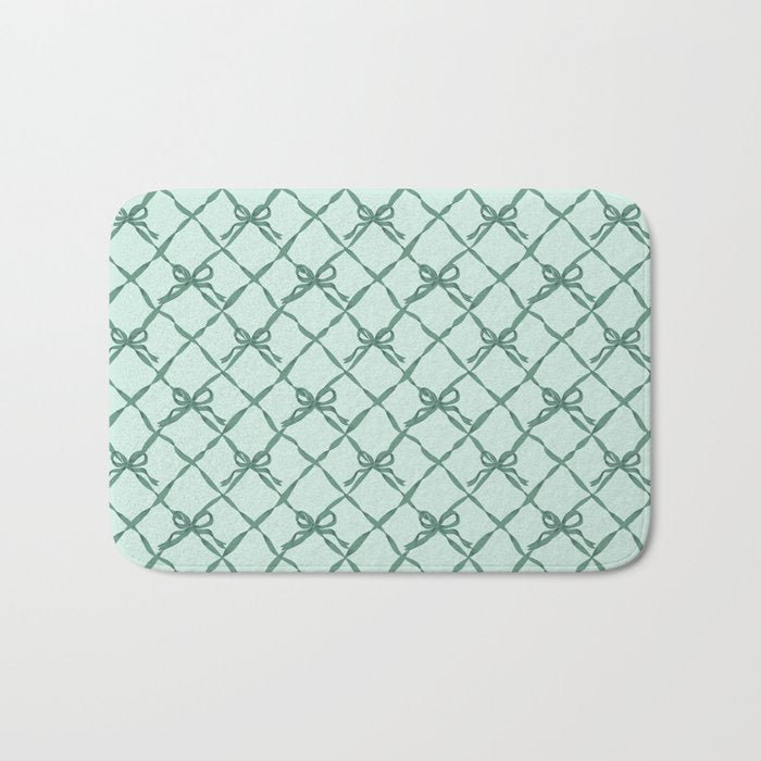 Green Trellis Ribbon Bows Bath Mat Gallery Image 1