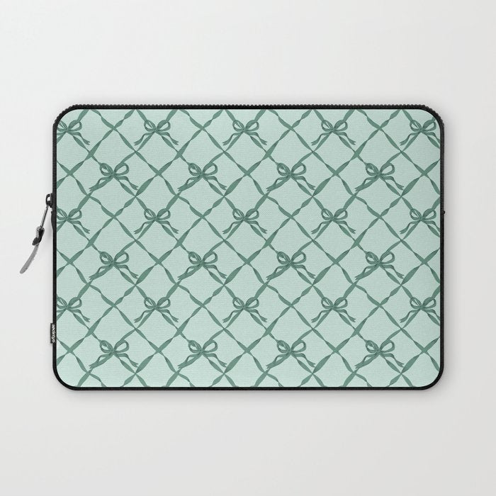 Green Trellis Ribbon Bows Laptop Sleeve Gallery Image 1