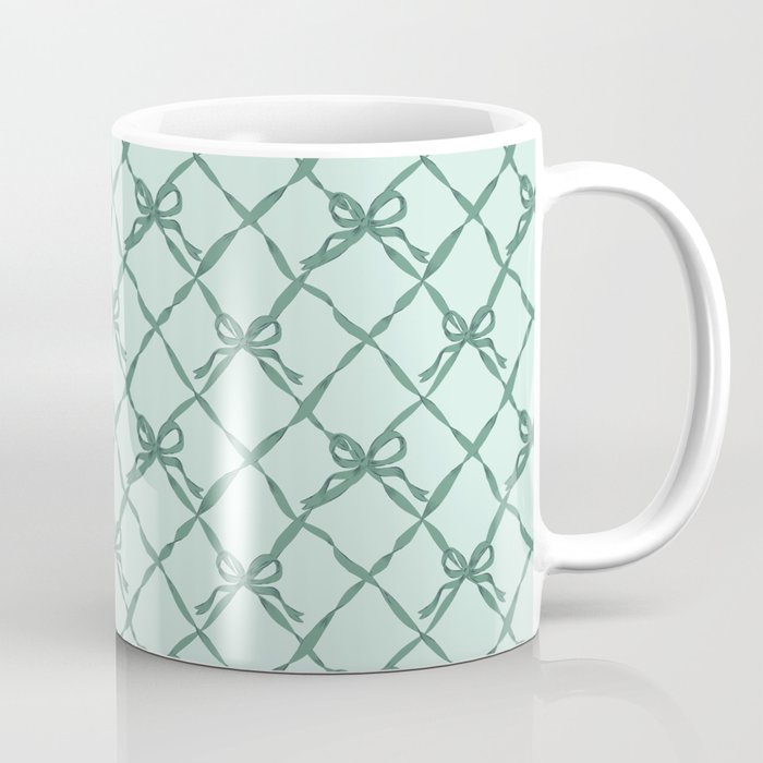 Green Trellis Ribbon Bows Coffee Mug Gallery Image 1