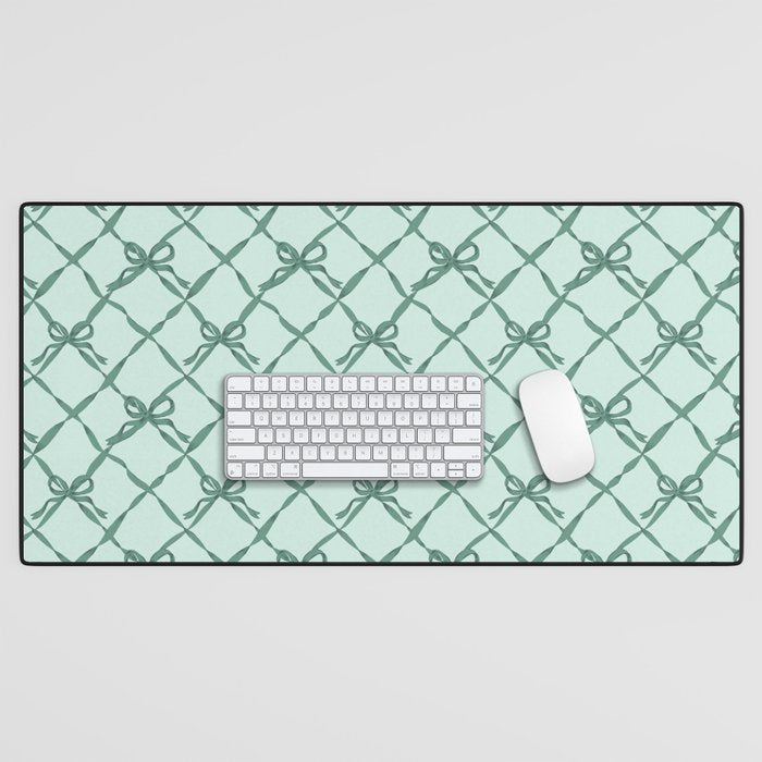 Green Trellis Ribbon Bows Desk Mat Gallery Image 1