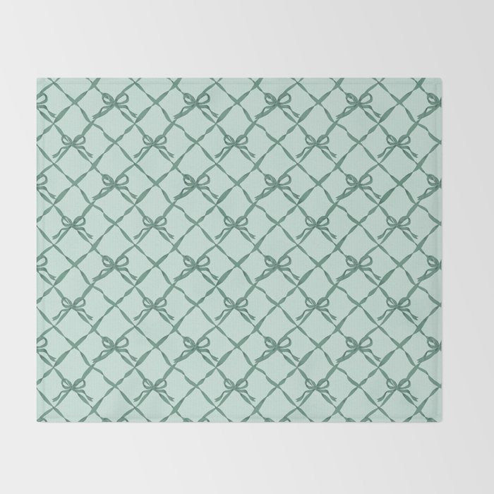 Green Trellis Ribbon Bows Throw Blanket Gallery Image 2