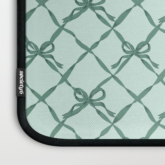 Green Trellis Ribbon Bows Laptop Sleeve Gallery Image 3