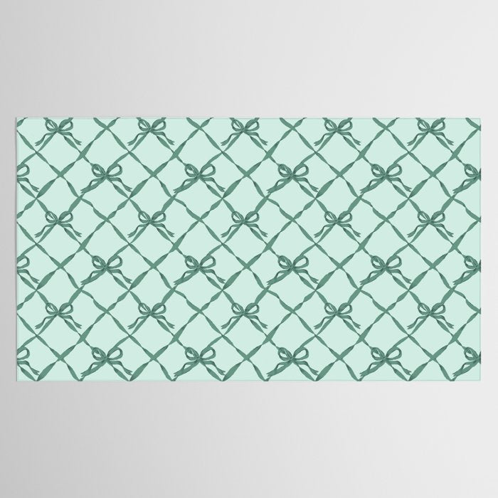 Green Trellis Ribbon Bows Tablecloth Gallery Image 2