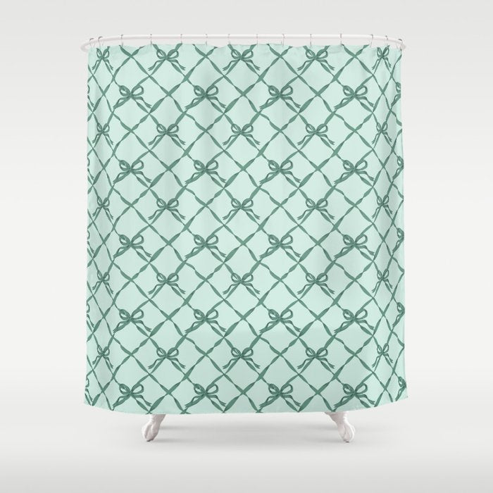 Green Trellis Ribbon Bows Shower Curtain Gallery Image 1