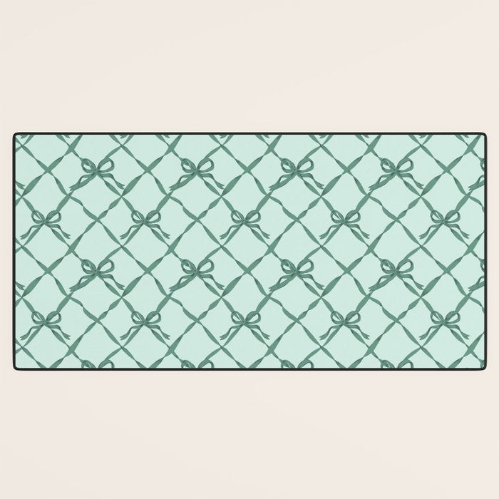Green Trellis Ribbon Bows Desk Mat Gallery Image 3