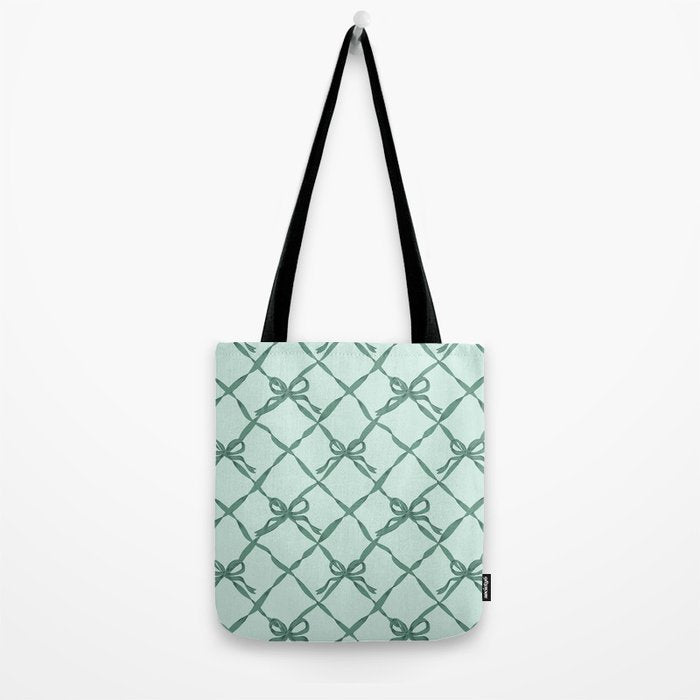 Green Trellis Ribbon Bows Tote Bag Gallery Image 2
