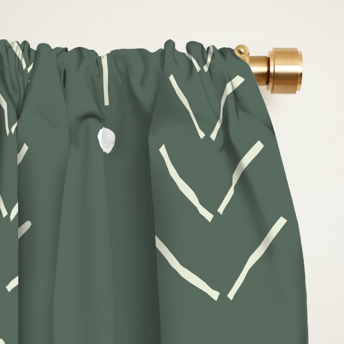 Arrow Lines Pattern in Forest Sage Green 2 Window Curtain Gallery Image 2