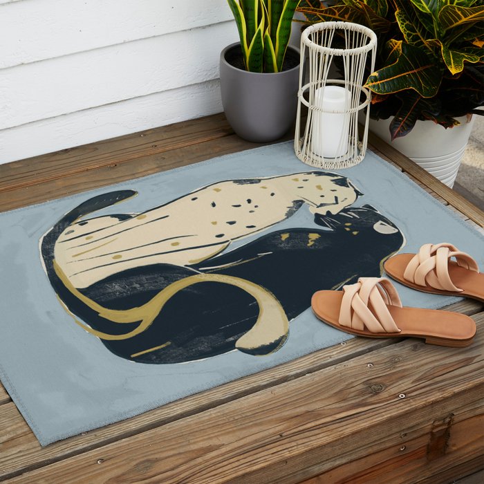 Two Cheetahs 4 Outdoor Rug Gallery Image 2