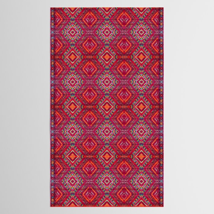Rose Oasis: Vintage Bohemian Geometric Heritage Tablecloth Gallery Image 2