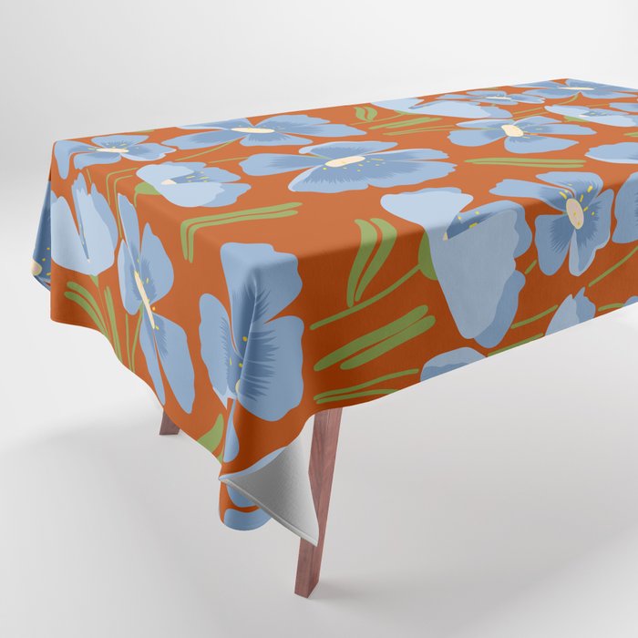 Harleigh Flower Art, Orange and Blue Tablecloth Gallery Image 1