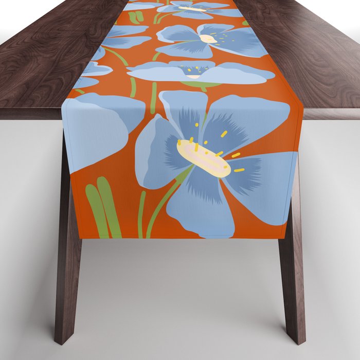 Harleigh Flower Art, Orange and Blue Table Runner Gallery Image 1