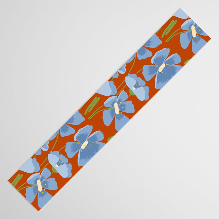 Harleigh Flower Art, Orange and Blue Table Runner Gallery Image 3