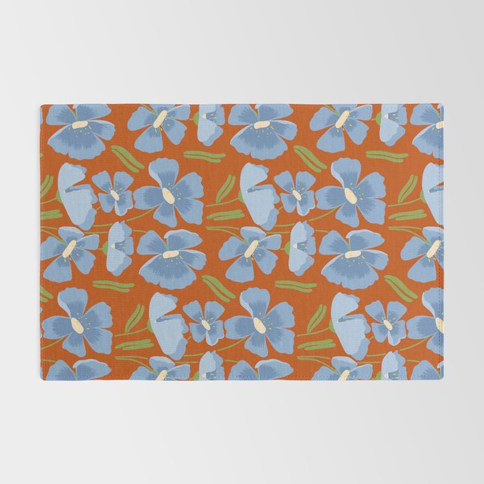 Harleigh Flower Art, Orange and Blue Rug Gallery Image 2