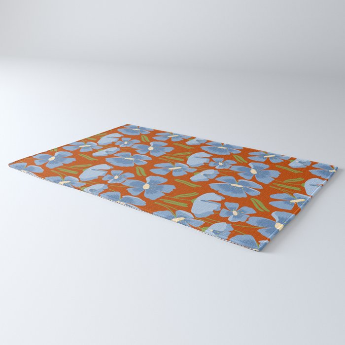 Harleigh Flower Art, Orange and Blue Rug Gallery Image 3
