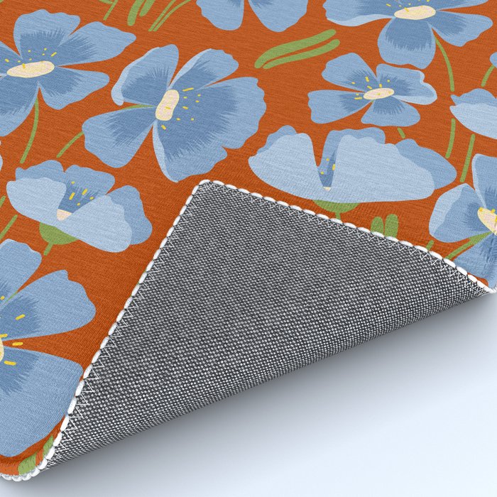 Harleigh Flower Art, Orange and Blue Rug Gallery Image 4