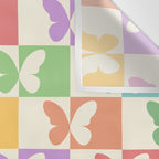 Retro Colorful Butterfly Checkered Pattern Wall Tapestry Gallery Image 3
