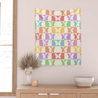 Retro Colorful Butterfly Checkered Pattern Wall Tapestry Gallery Image 2