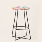 Retro Colorful Butterfly Checkered Pattern Stool Gallery Image 1