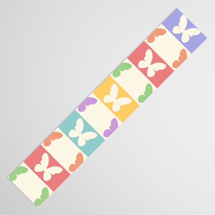 Retro Colorful Butterfly Checkered Pattern Table Runner Gallery Image 3