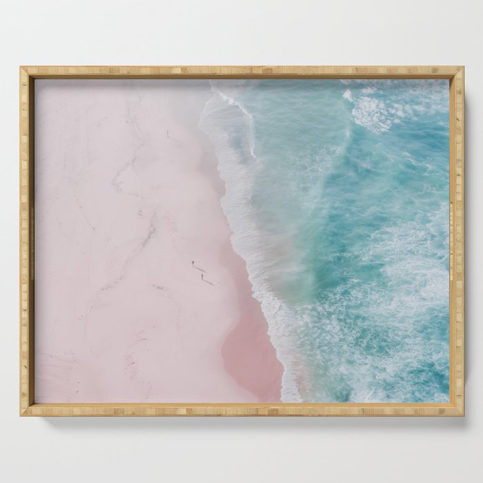 Ocean Walk - Aerial Beach photography by Ingrid Beddoes Serving Tray Gallery Image 1