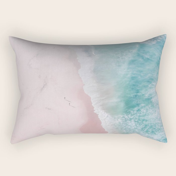 Ocean Walk - Aerial Beach photography by Ingrid Beddoes Rectangular Pillow Gallery Image 1