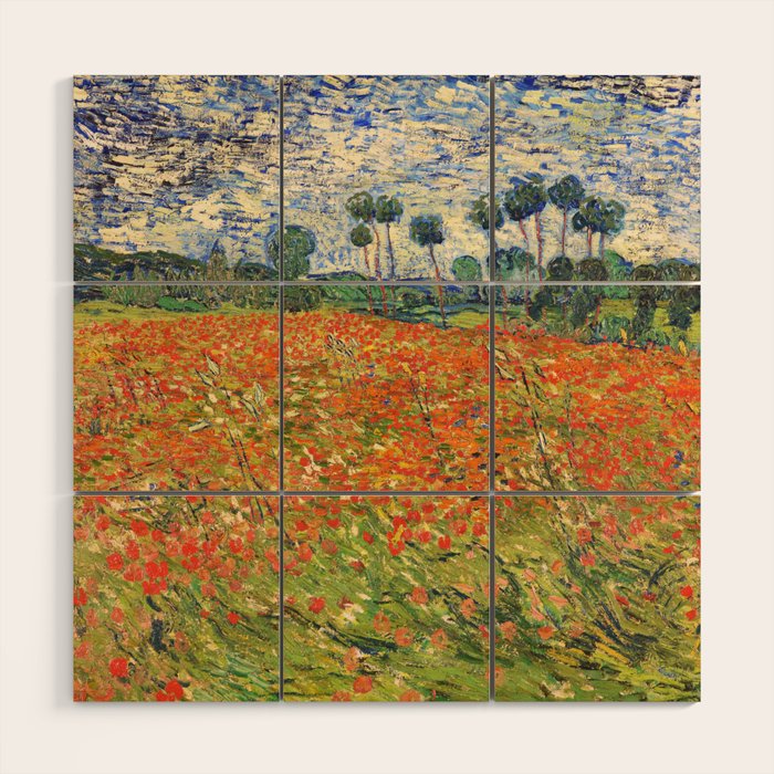 Poppy Field by Vincent van Gogh, 1890 painting Wood Wall Art Gallery Image 1