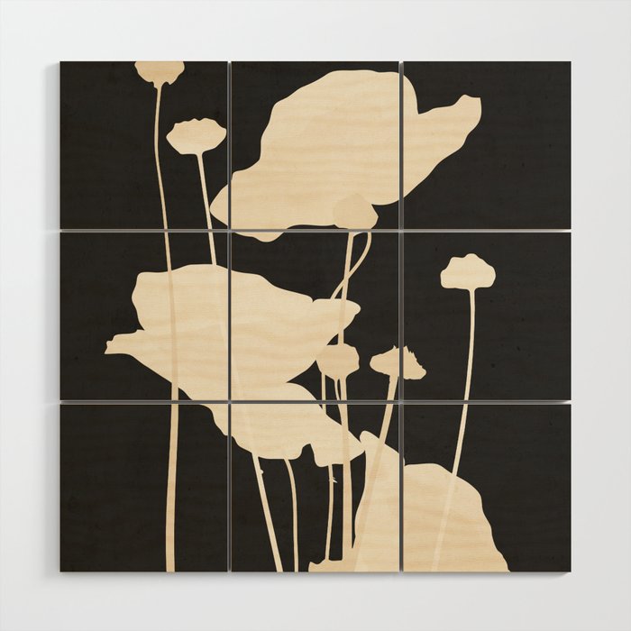 Minimal Abstract Poppy Flower 5 Wood Wall Art Gallery Image 1