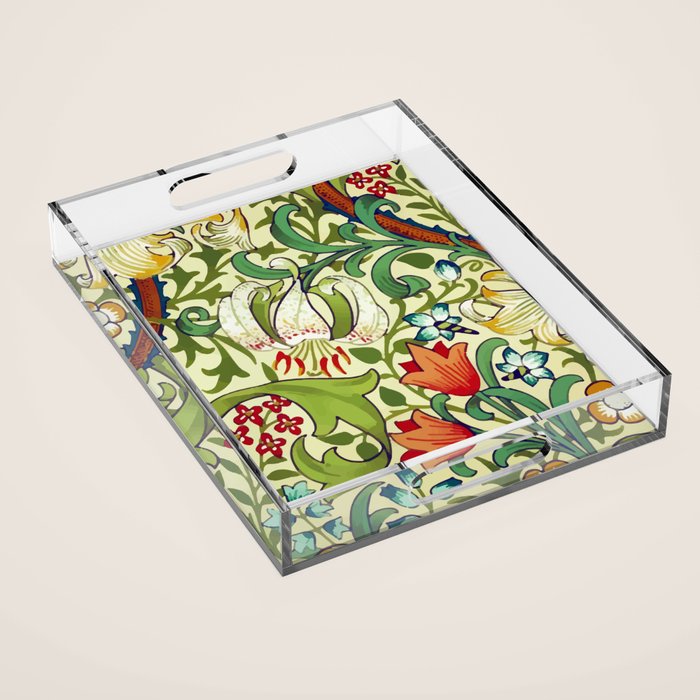 William Morris Garden Lily Floral Print Acrylic Tray Gallery Image 1