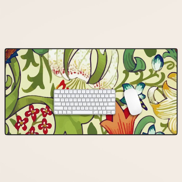 William Morris Garden Lily Floral Print Desk Mat Gallery Image 1